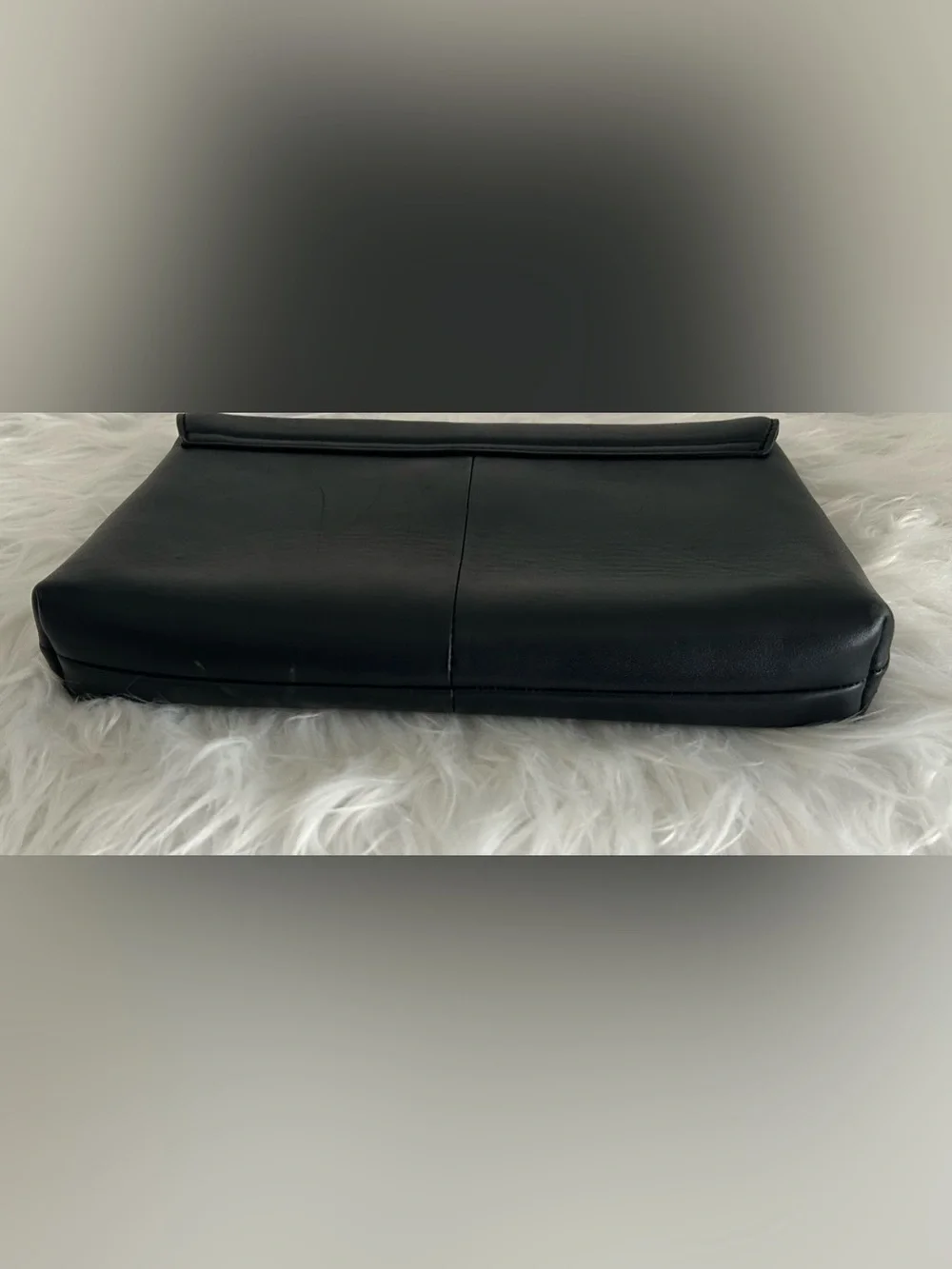 J.Crew Black Leather Turnlock Clutch Bag Convertible Shoulder Purse